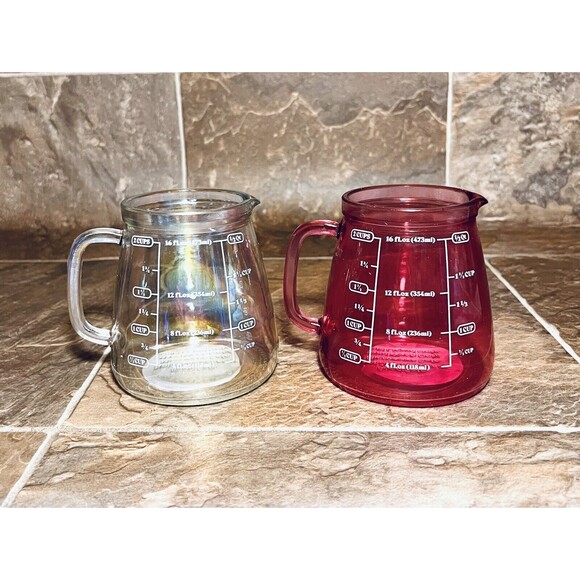 Target Other - Set of 2 Target Iridescent & Pink Measuring Cup Beaker Pitchers Bullseye New